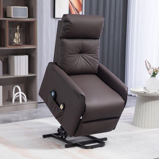 Lift and Recliner Relax Chair with 8 Massage Points and Heating, 2 Remote Controls, Brown