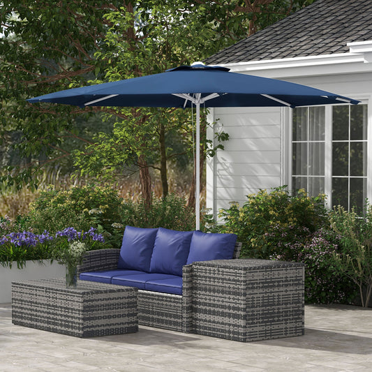 Adjustable Height Garden Umbrella in Metal and Polyester, Ø292x242 cm, Dark Blue