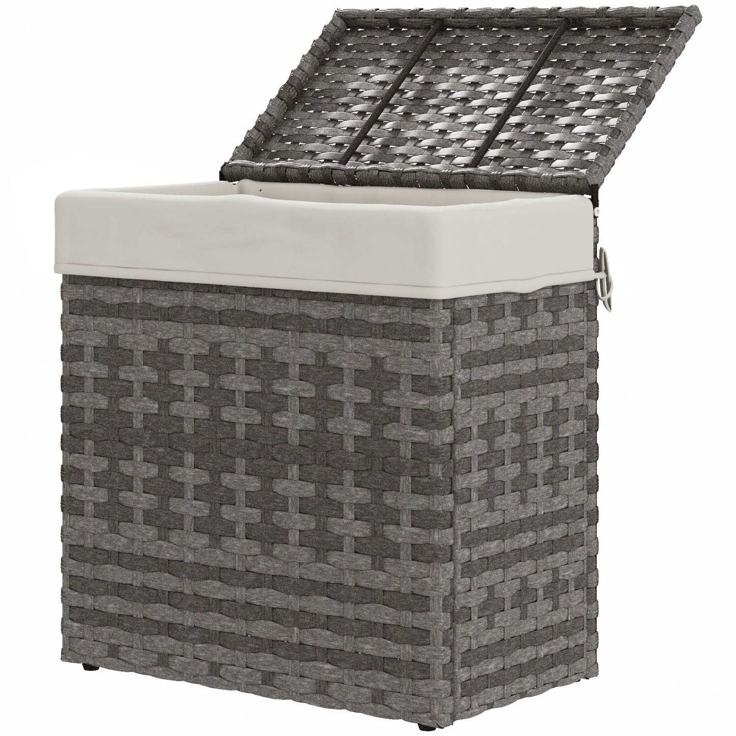 Rattan Garden Home Storage Basket with Inner Fabric, 57x34x62cm, Grey
