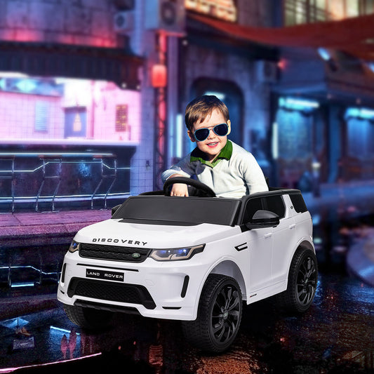Electric Ride-On Car for Kids Licensed Land Rover with Headlights, Horn and Belt, 106x65.5x51 cm, White