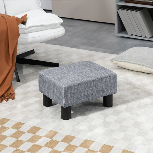 Pouf Footstool in Linen Effect Fabric Padded, 40x30x24cm, Grey