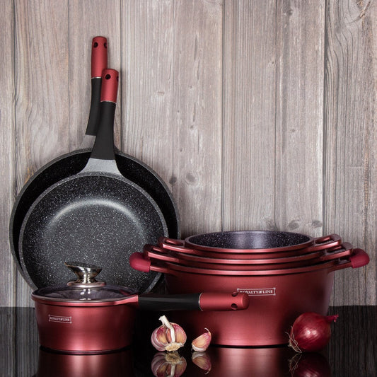 14 pcs, cookware set, burgundy, Royalty Line