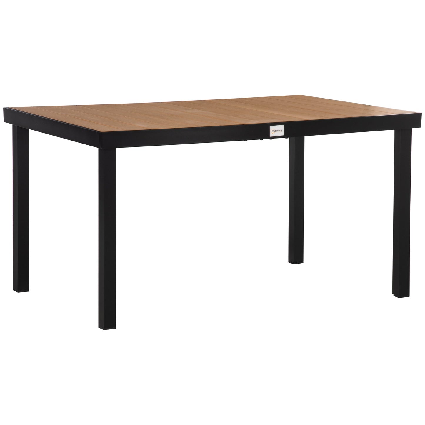 6-Seater Garden Table in Aluminum and Plastic, Black and Wood Color