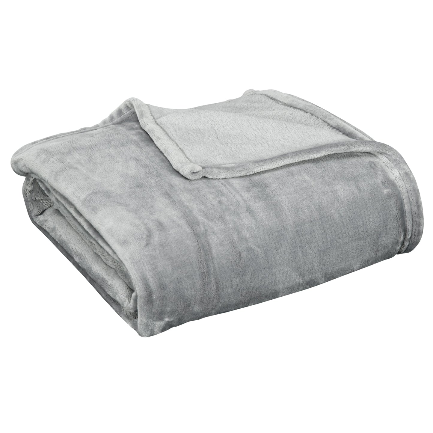Grey 330 GSM Reversible Flannel Blanket for Indoor and Outdoor Use, 203x152x0.5 cm, Grey