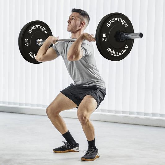 Set of 2 10kg Rubber Weight Discs with 2"/5 cm Hole for Dumbbells and Barbells, Black