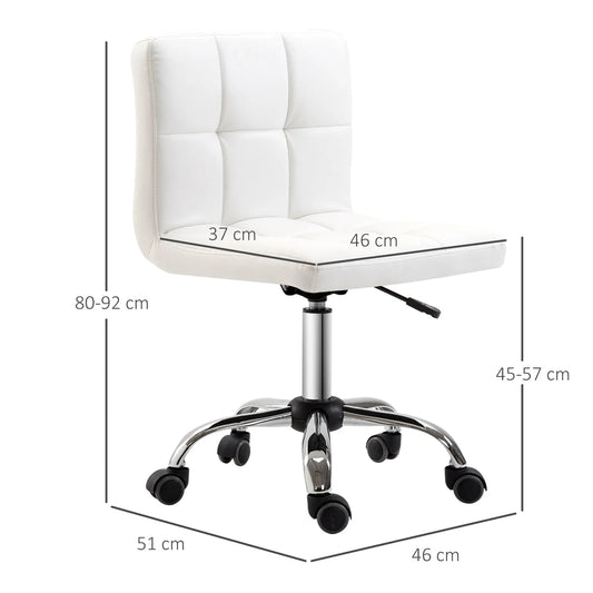 Ergonomic White Swivel Office Chair with Adjustable Height and PU Leather Finish