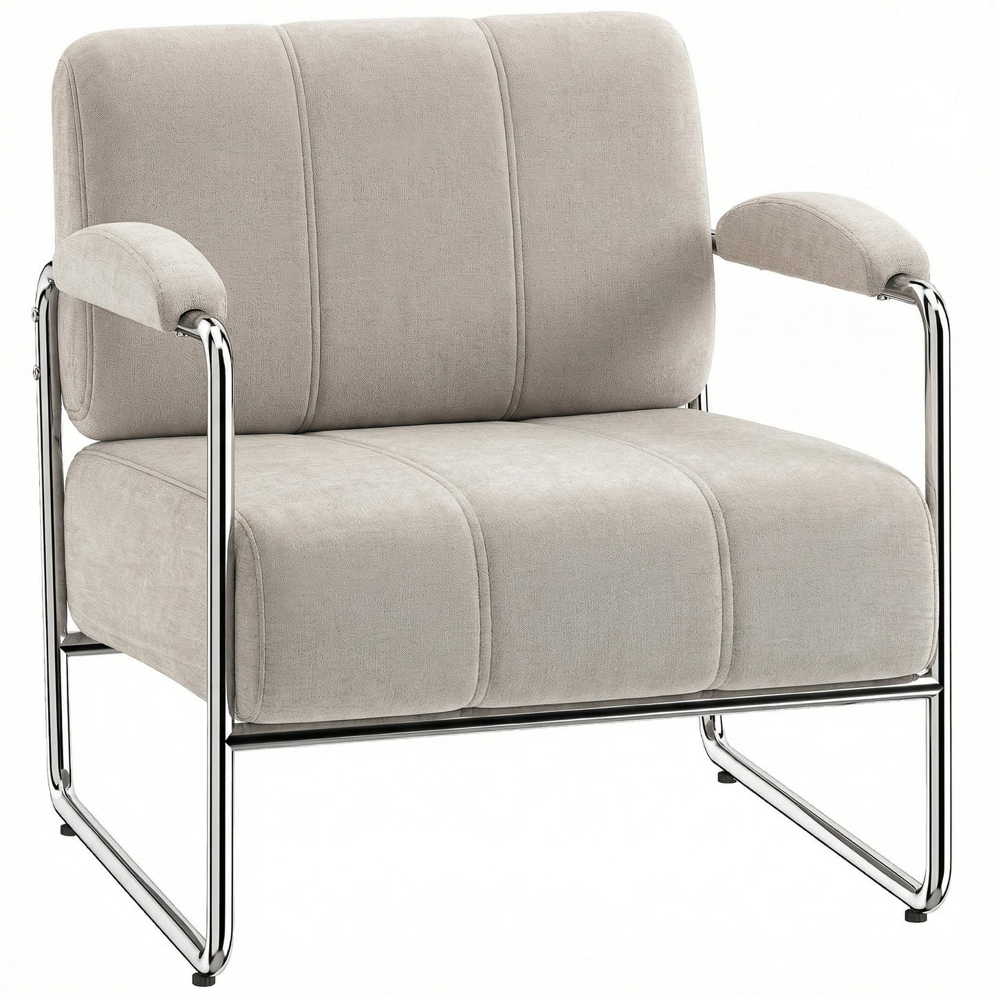 Soft Chenille Living Room Armchair and Bedroom Chair, Beige
