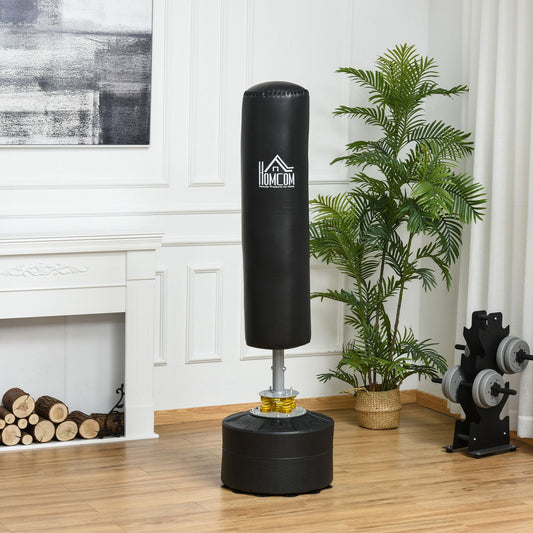 Freestanding Punching Bag, Punching Bag with Base Fillable with Water and Sand, Black