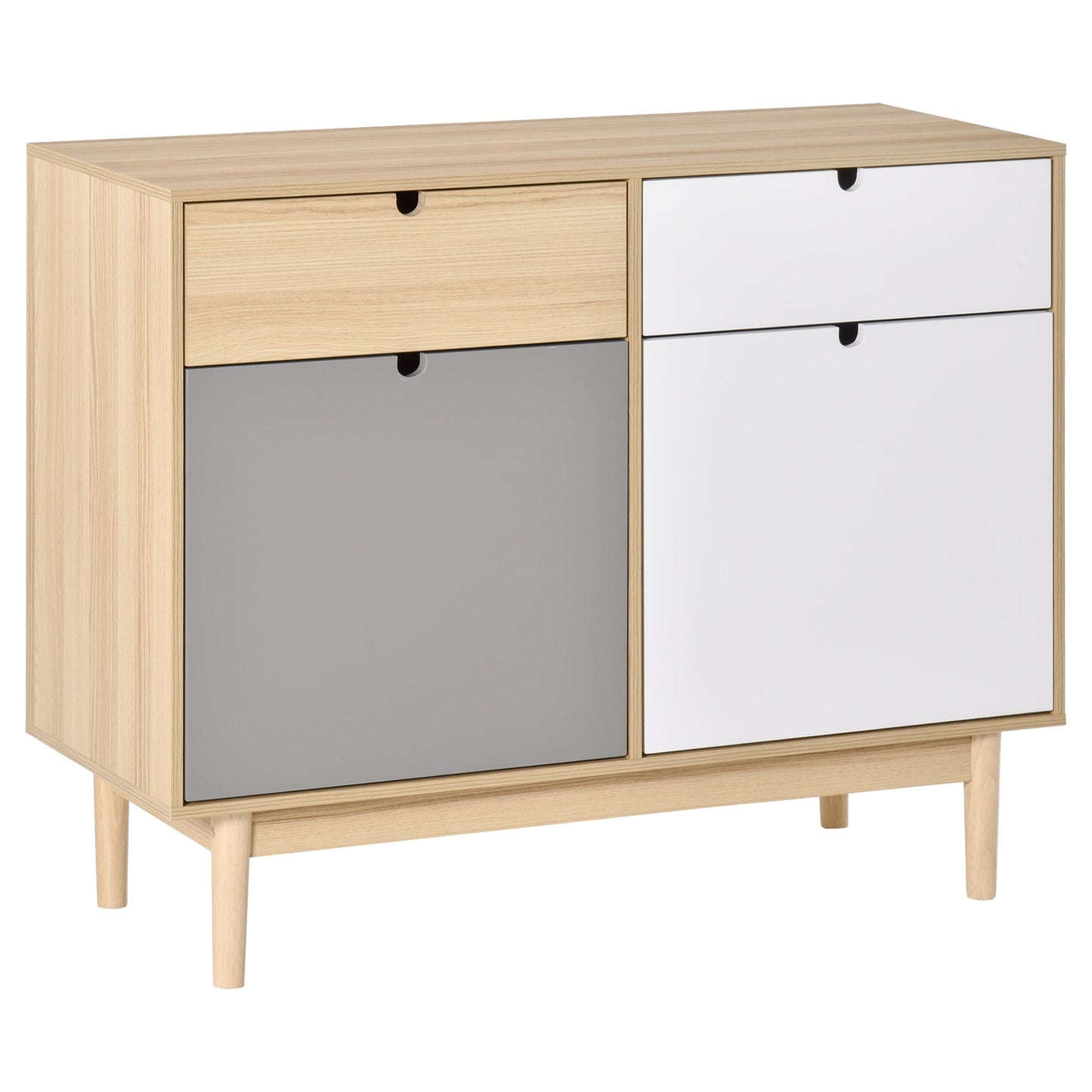 Nordic Style Multipurpose Cabinet, Two-Door Cabinet with Drawers for Kitchen and Entrance, 100x40x79.5cm, Multicolor