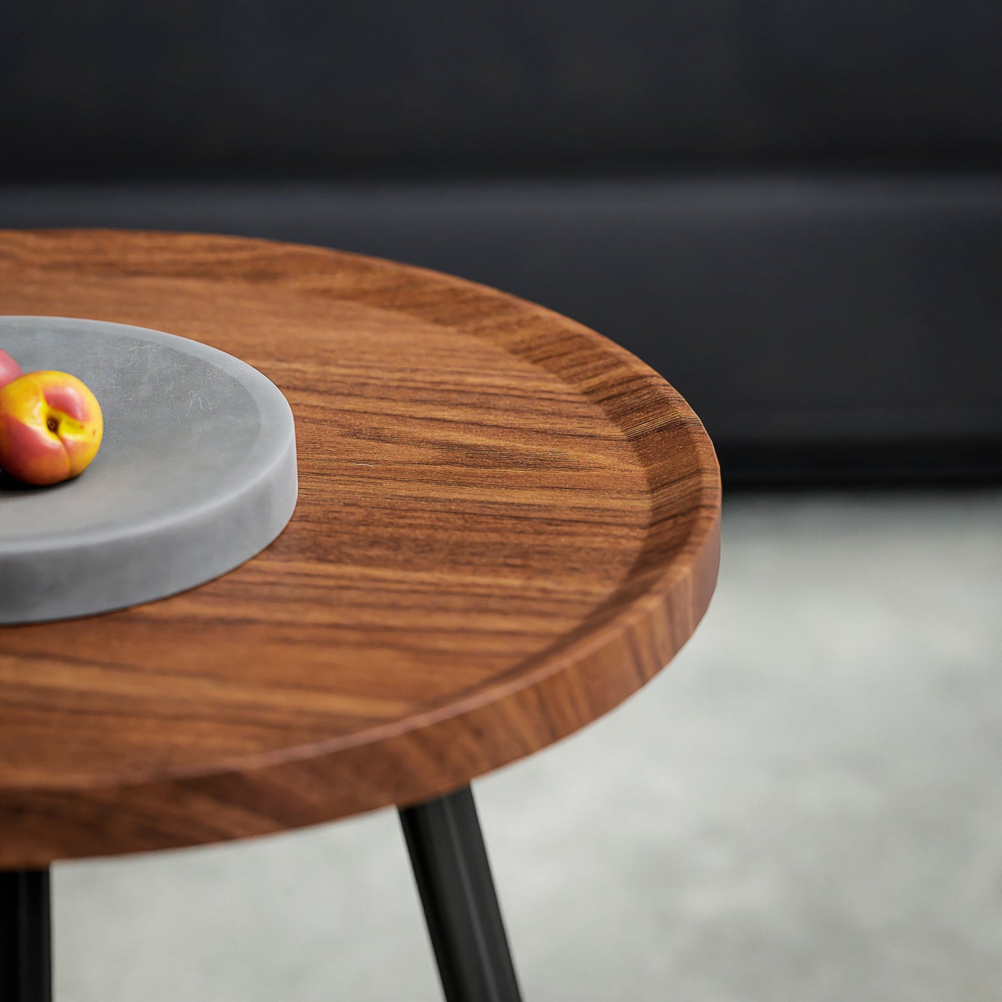 Set of 2 Nesting Coffee Tables in Wood and Metal, Dark Wood Color