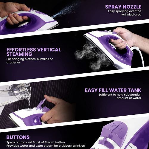 2000W, steam Iron, purple, Royalty Line