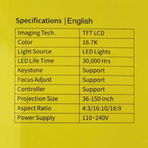 Ultra HD LED Projector WiFi Mirroring Andowl Q-A16B