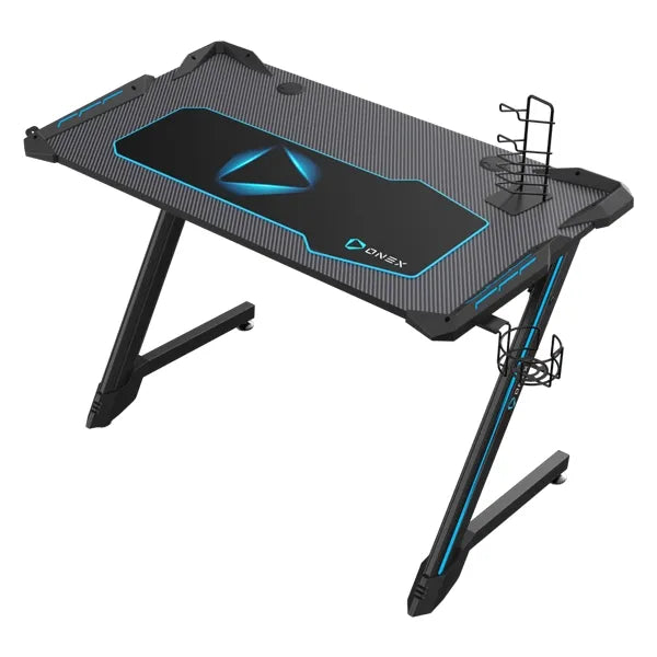 Gaming Desk, RGB LED Lighting, Black/Blue, ONEX GD1200Z