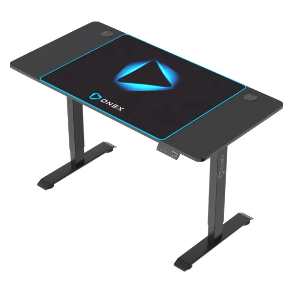 Gaming Desk, Electric Height Adjustment, 2 Levels 72-116cm, Single Motor, Black/Blue