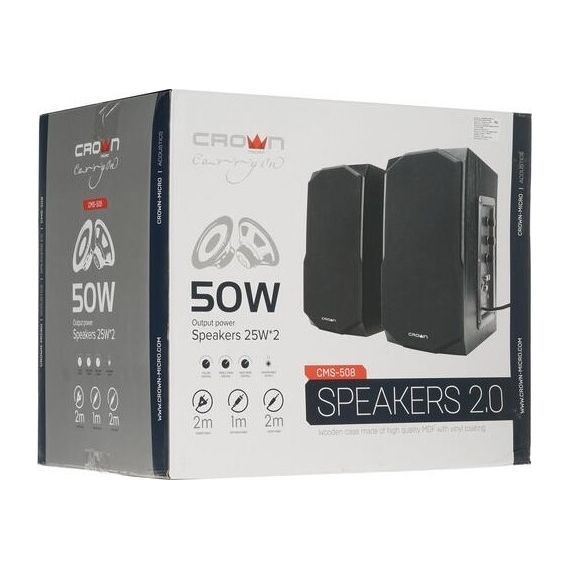 50W, PC speakers, sound system , Crown Micro Black Wood 2.0