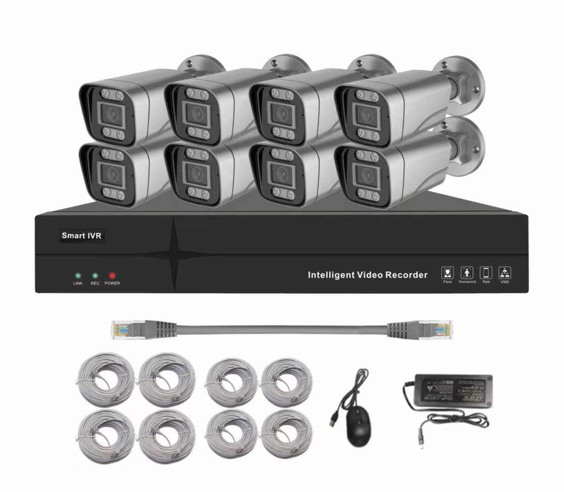 CCTV, 8 cameras, 5MP, IVR, DVR 1TB, 25MT cables, CAT6