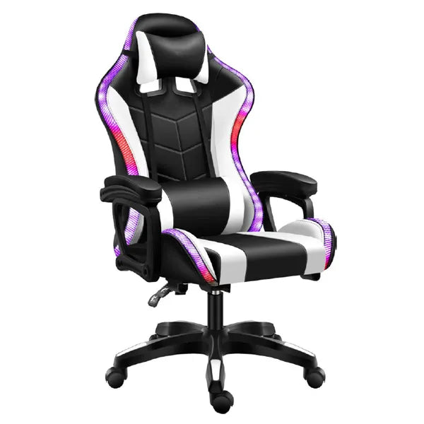 Gaming chair, rgb led, PU leather, black-white, CIS 2024-1RGB