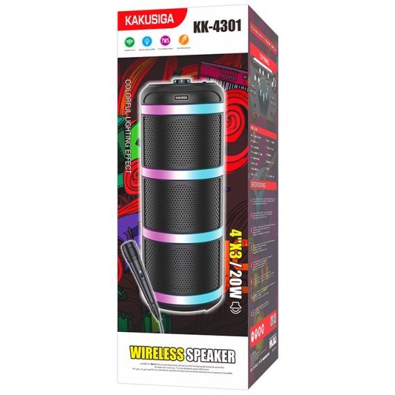 3x4" 20W Rechargeable Speaker with LED Lights & Microphone – KK-4301