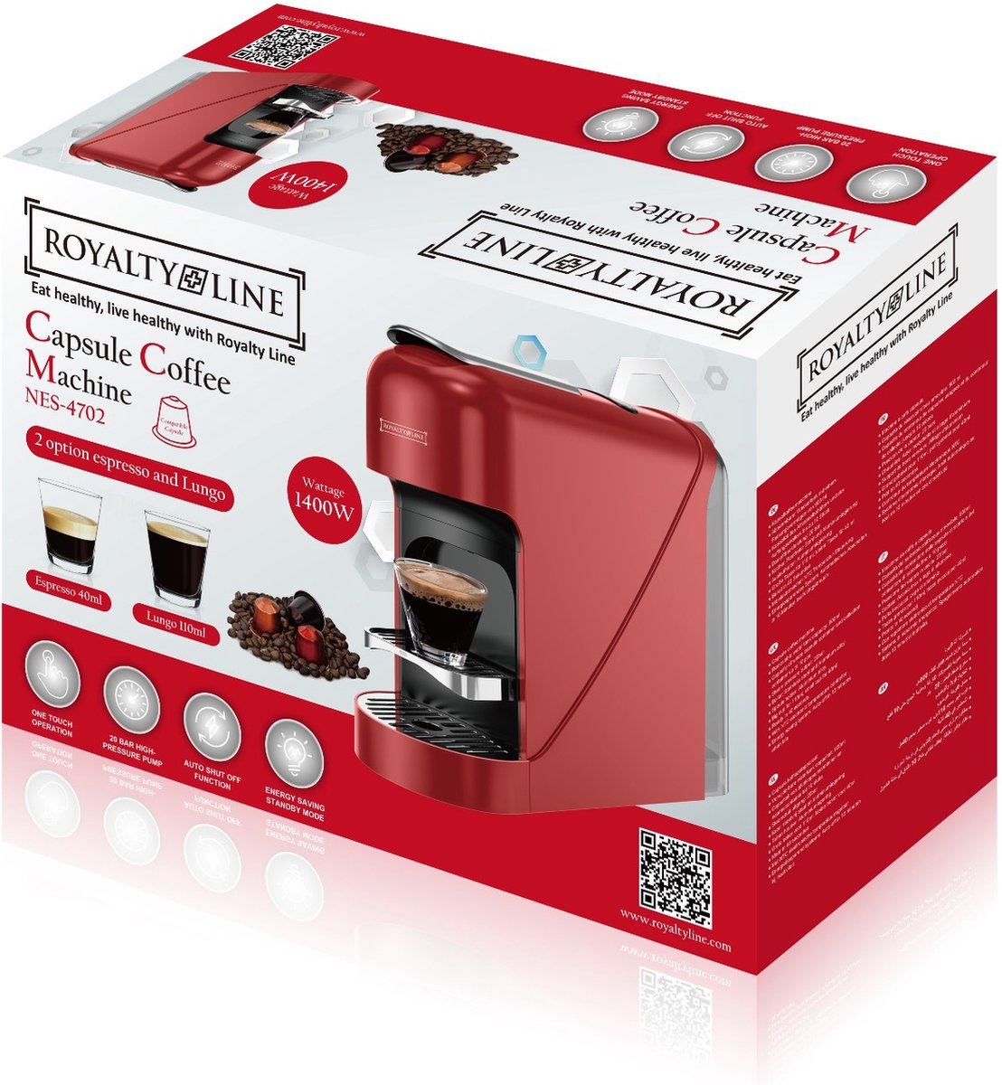 1400W, coffee machine, Royalty Line NES-4702