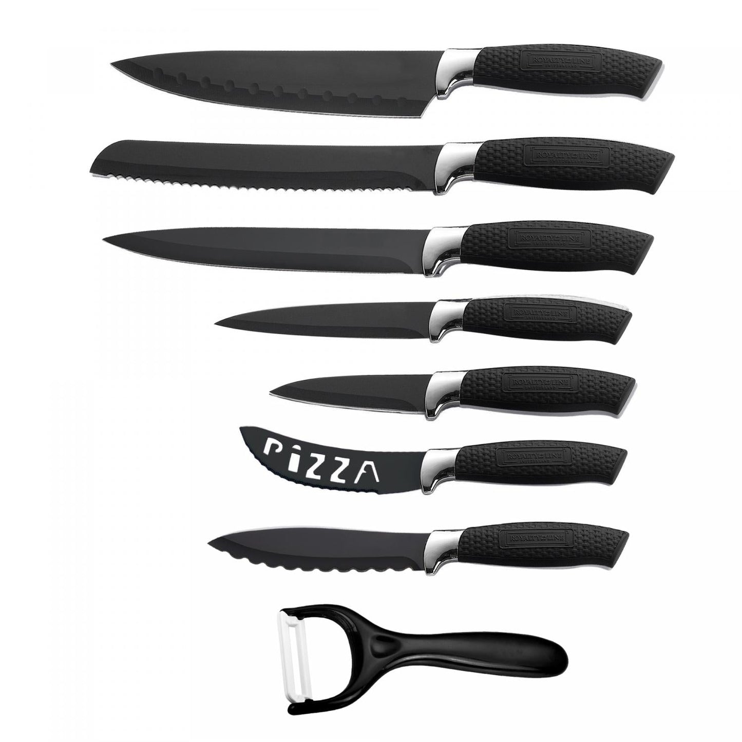 7 pcs, knives set , Royalty Line RL-BLK7-W