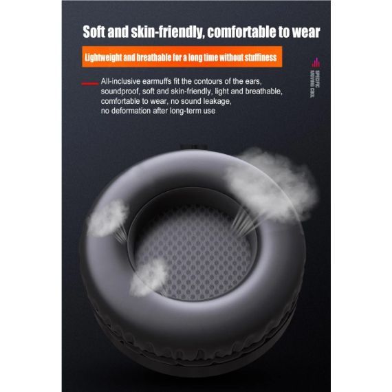 Gaming headset with virtual 7.1 audio microphone with LED lighting
