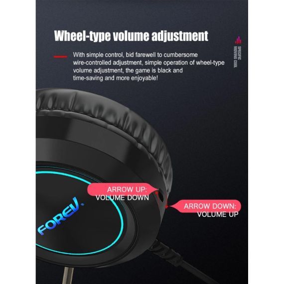 Gaming headset with virtual 7.1 audio microphone with LED lighting