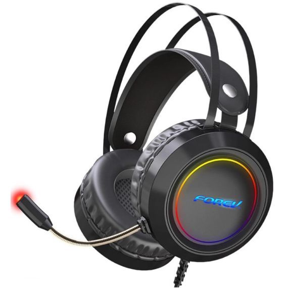 Gaming headset with virtual 7.1 audio microphone with LED lighting