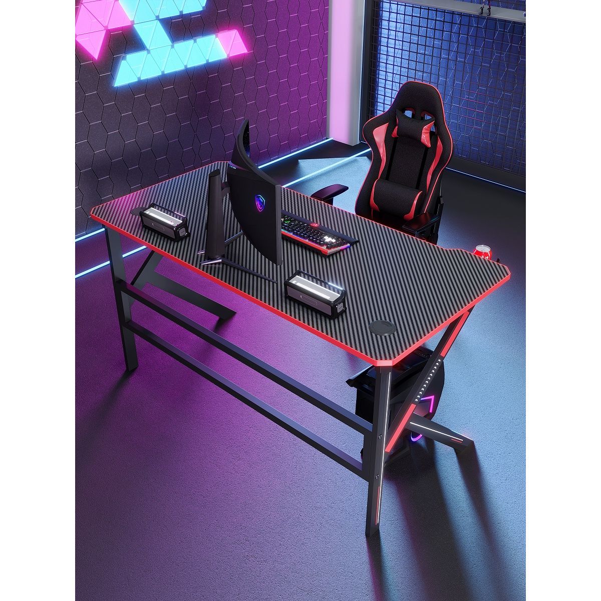 Gaming Desk, steel frame, carbon fiber, D-2105-120