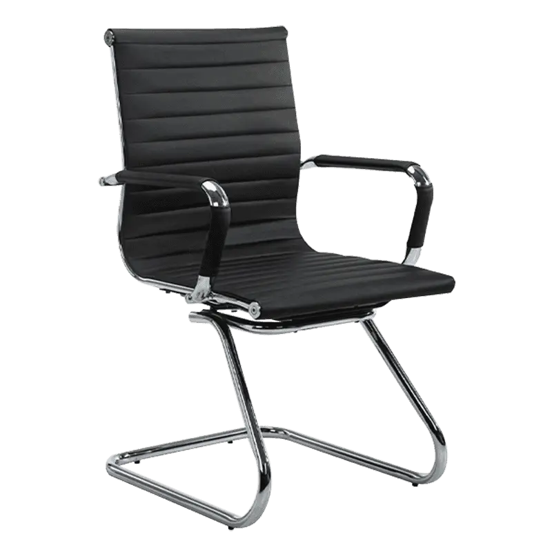 Visitor chair, PU leather, fixed armrests, black, BELEM