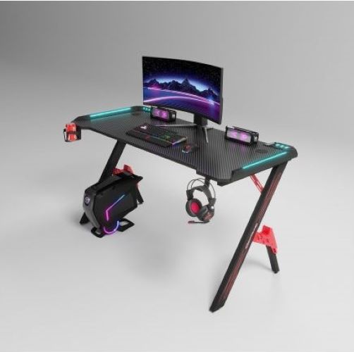 Gaming desk, rgb lights, steel frame, carbon fiber, CIS D2104-120