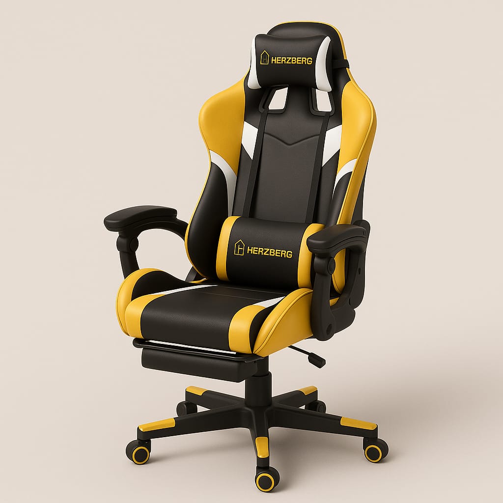 Tri-color, gaming, office chair, yellow, Herzberg HG-8083