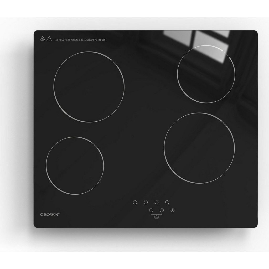 4*Burners, vitroceramic, electric hob, black, CROWN PVT604C