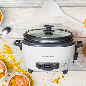 0.8Ltr Rice Cooker, 300W, Black/White