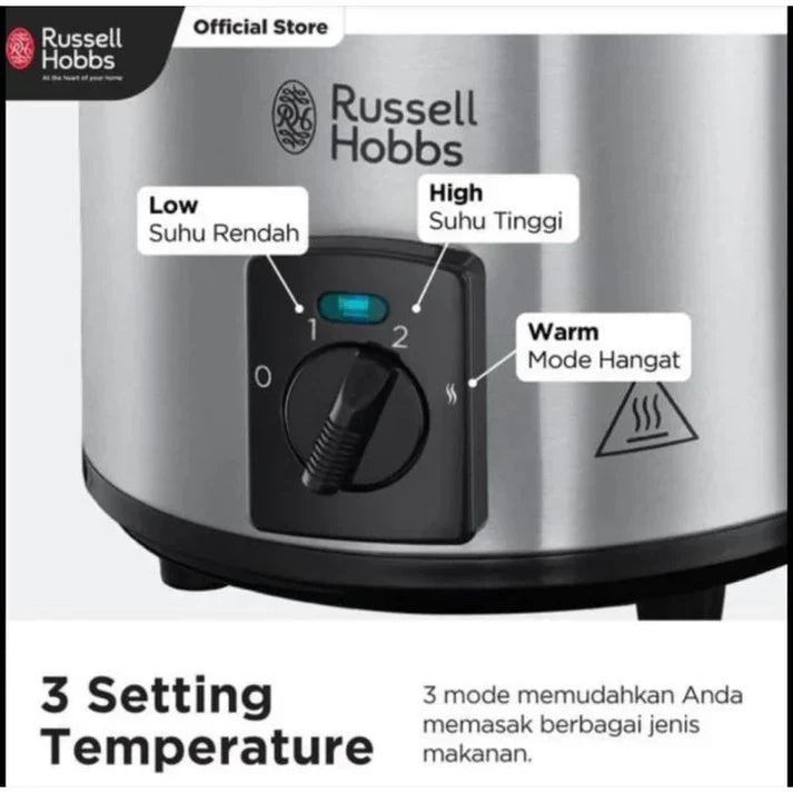 145W, 2.0Ltr Slow Cooker, Silver/Black