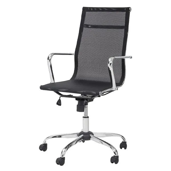 Office Chair, Fabric, Fixed Armrests, Meshed Back, Black