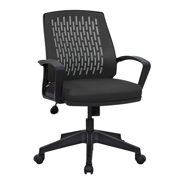 Office Chair, Fabric, Up to 95kg, Fixed Armrests, Tilting, Lumbar support, Mid-Back, Meshed back, Black