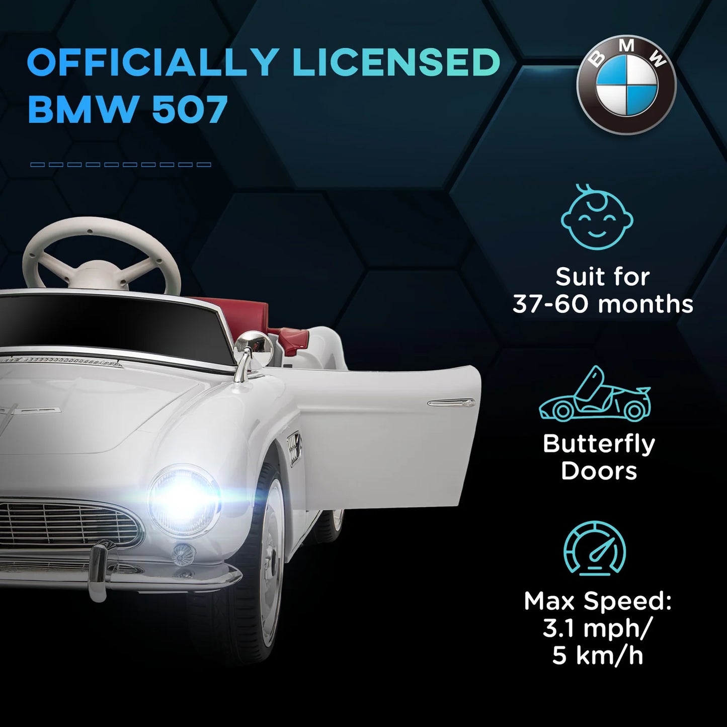 Licensed BMW 507 Electric Ride‑On Car with Remote