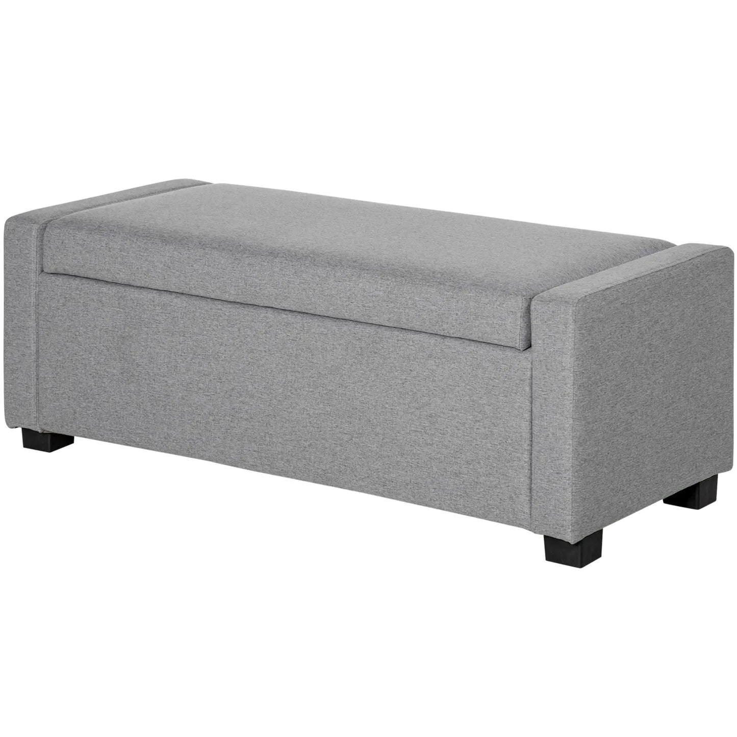 Fabric Bedside Bench with Storage Compartment, 120x50x44cm - Grey