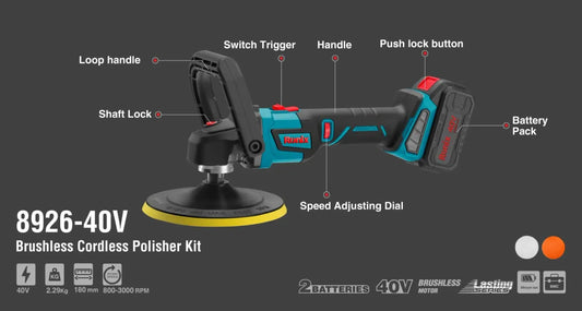 40V Brushless Cordless polisher kit 180mm