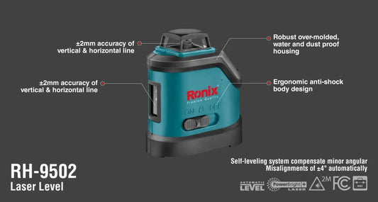 50MT, cross line, laser level, self leveling, RONIX RH-9502