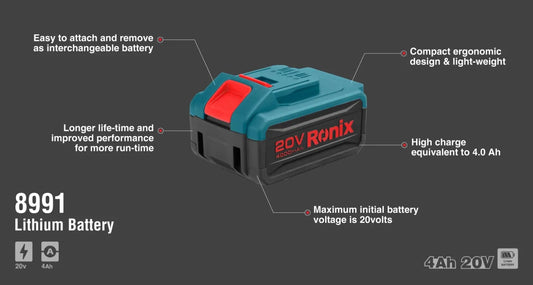 20V / 4 Ah, lithium battery, RONIX 8991