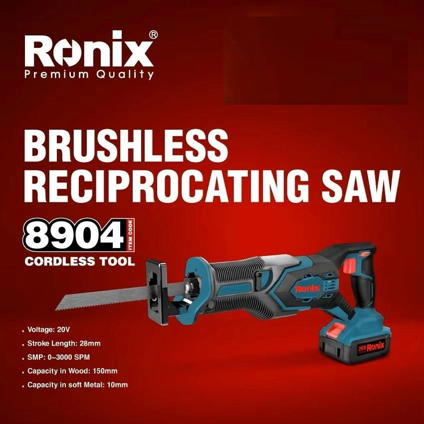 20V, brushless cordless, reciprocating saw, NO BATTERY, RONIX 8904