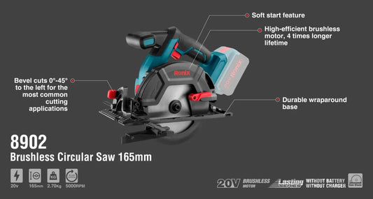 Cordless, circular saw, no battery, RONIX 8902