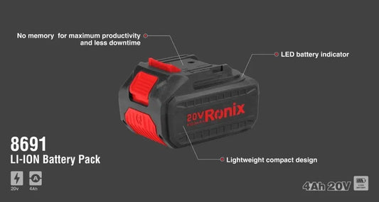20V / 4 Ah, lithium battery, RONIX 8691