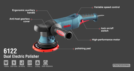 150mm, 1200W, dual electric polisher, RONIX 6122
