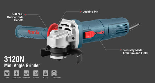 750W, 115mm, mini angle grinder, RONIX 3120N