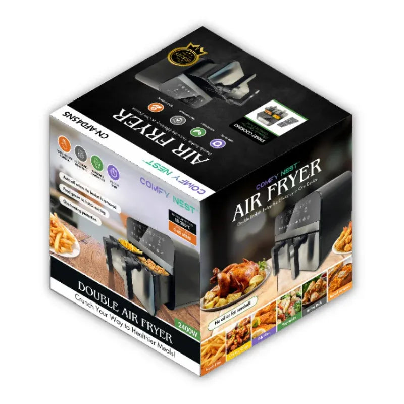 2400W Double Basket Digital S/S Airfryer - 9L