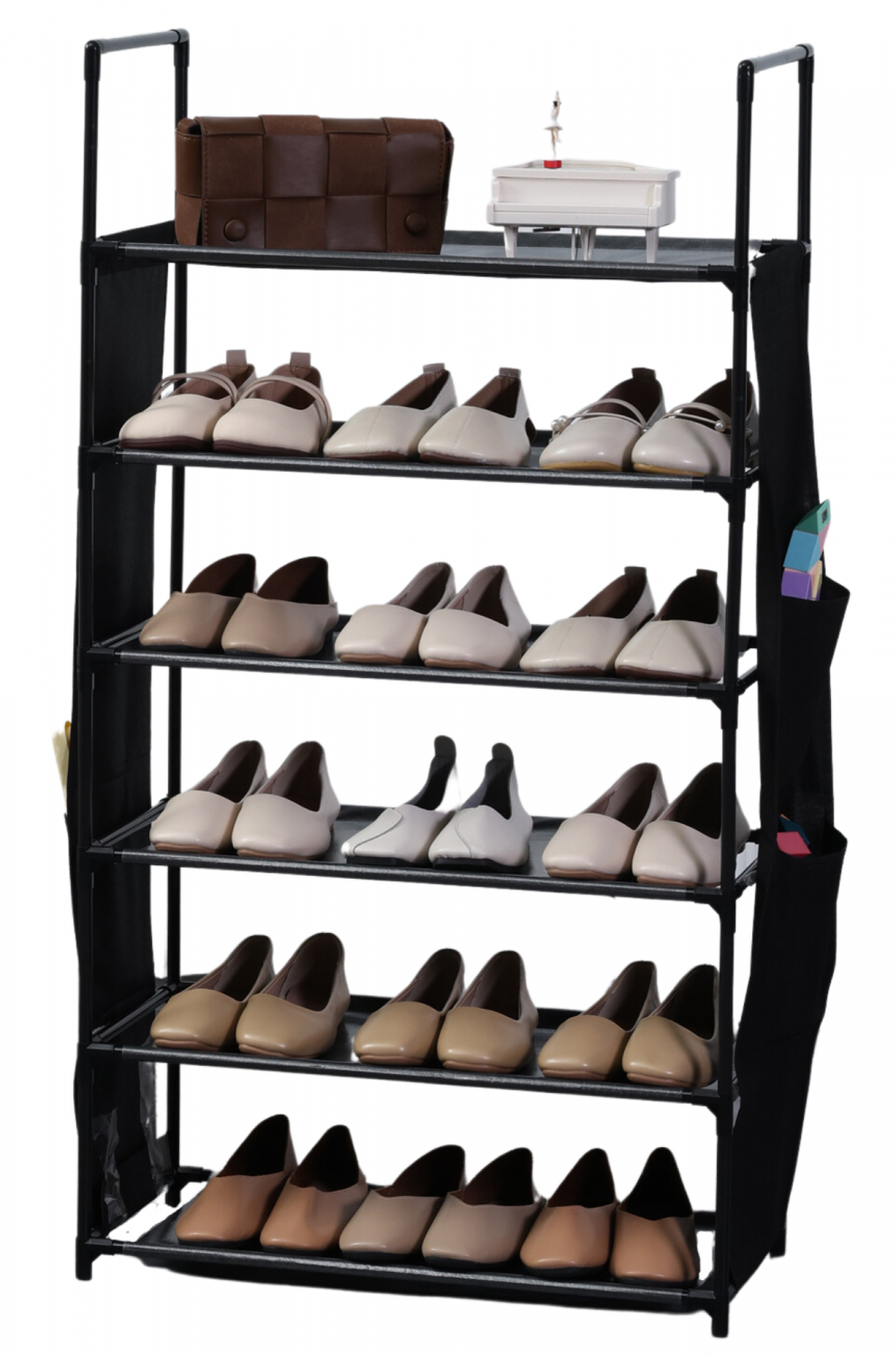 6 Layer Storage Shoe Rack (47x100cm) - Black