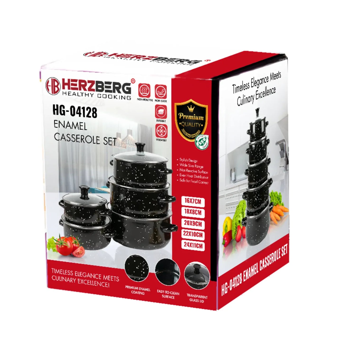 10 Pieces Enamel Kitchen Cooking Pot and Casserole with Glass Lid