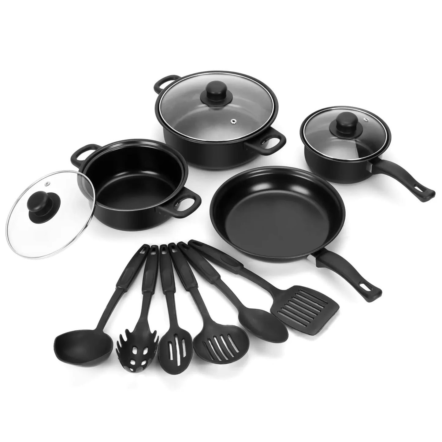 3 Pieces Non-Stick Cookware Set with Nylon Cooking Spoon Set